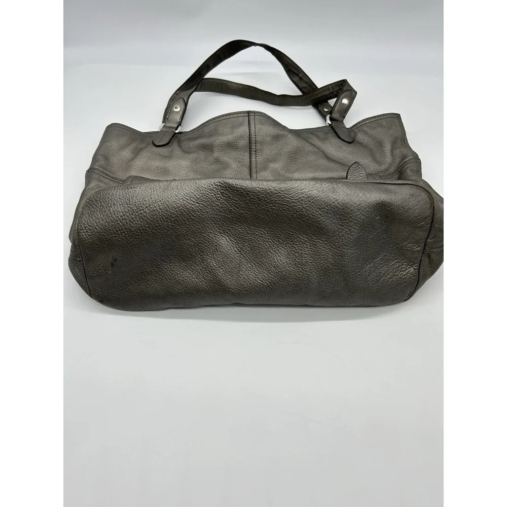 Lauren Ralph Lauren Silver Pebbled Leather 1967‎ Hobo Bag Cargo Pockets Designer